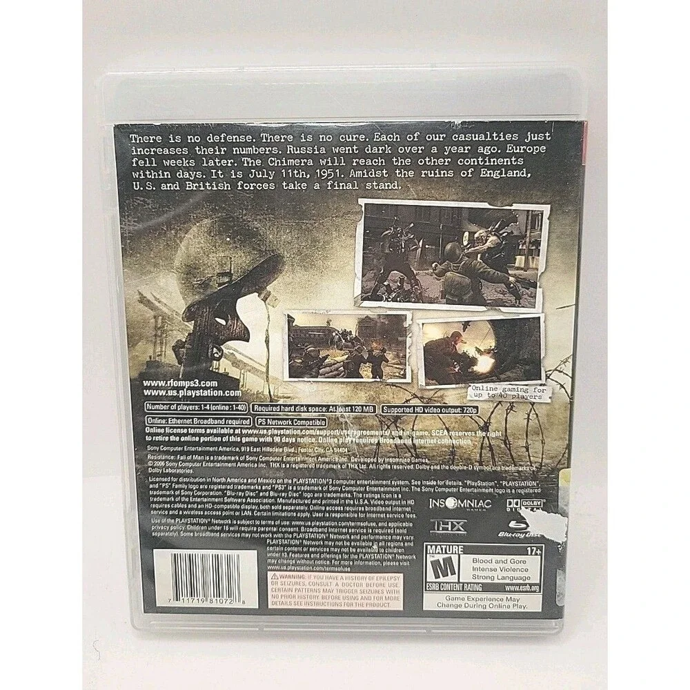 Resistance: Fall of Man (Sony PlayStation 3, 2006) CIB w manual Tested S/Free